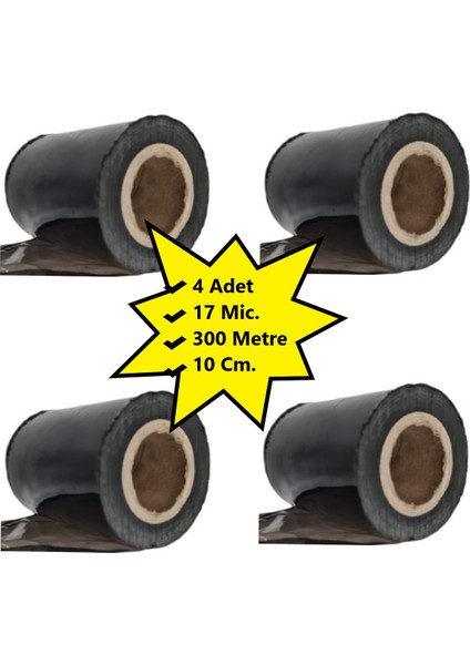 Dilimli Siyah Palet Streç 10 cm 17 Mic. 400 gr 300 metre Siyah 4 Adet