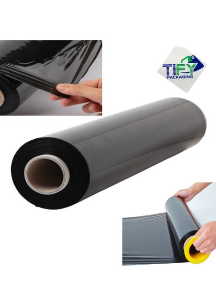 Dilimli Siyah Palet Streç 10 cm 17 Mic. 400 gr 300 metre Siyah 4 Adet