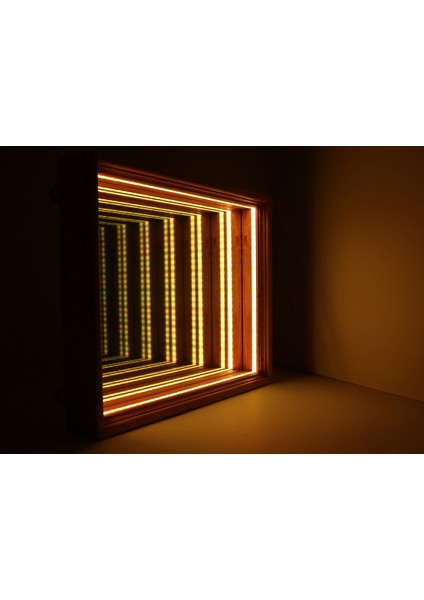 Ahşap Çerçeveli Rgb LED Sonsuz Ayna – Modern ve Şık Dekorasyon Ürünü fiyatları