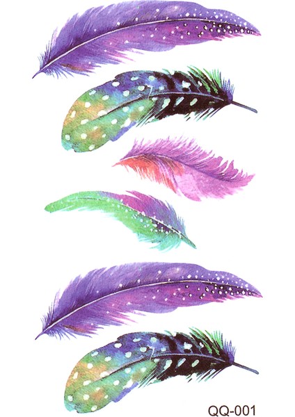 Renkli Tüyler Minimal Geçici Dövme