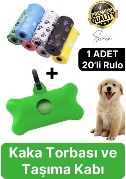 1 Adet Pratik Kutulu Askılı Taşınabilir Kedi Köpek Evcil Hayvan Kaka Dışkı Torbası 20 Poşet Yedek