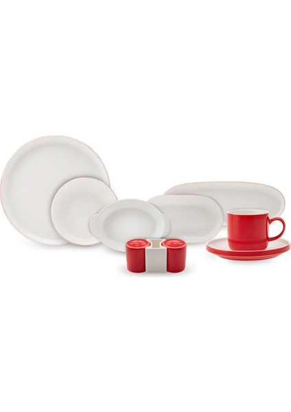 Nordic Red 27 Parça 6 Kişilik Porselen Kahvaltı/servis Takımı
