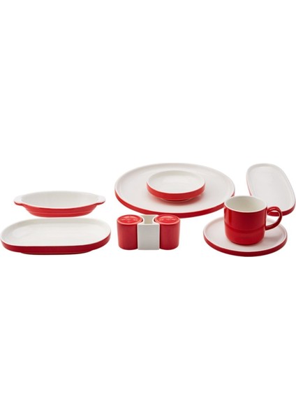 Nordic Red 27 Parça 6 Kişilik Porselen Kahvaltı/servis Takımı