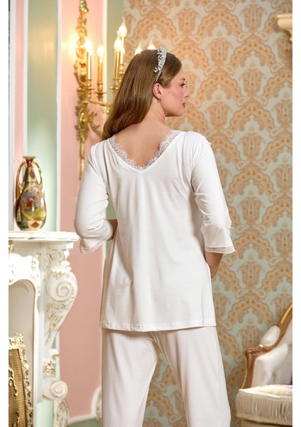 Kadın Krem Lohusa Pijama Takımı 25137