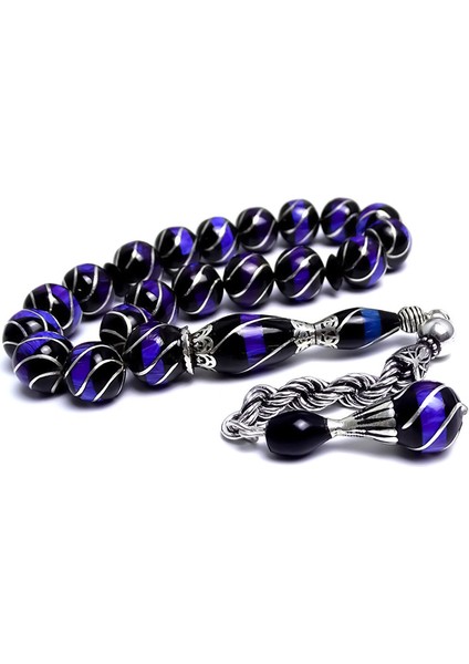 Oltu Taşı Tesbih Efe Maskot Model Galalit ve Gümüş Tasarım