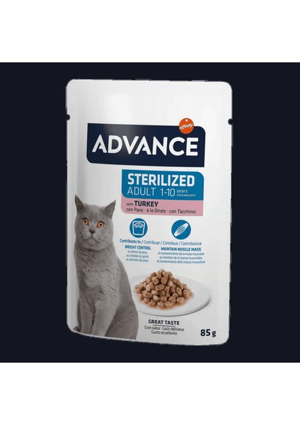 Cat Sterilized Turkey Wet Pouch 85gr x 6 Adet 13