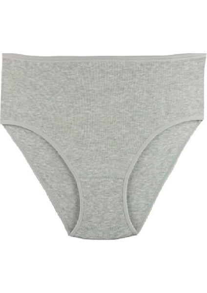 10 Adet Gri Renk Pamuklu Yüksek Bel Bato Fitilli Kaşkorse Kadın Külot