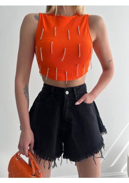 Taş Sallantılı Fitilli Turuncu Crop Body