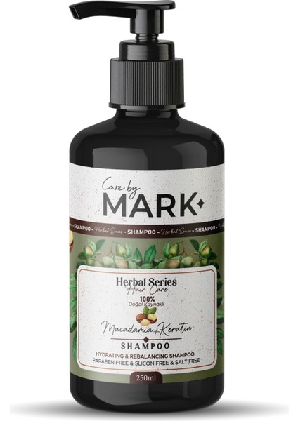 Carebymark Doğal Kaynaklı Macadamia ve Keratin İçeren - Paraben Silicon Salt Free - Saç Bakım Şampuanı 250 ml
