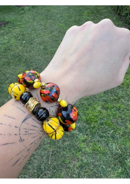 Ajaccio Bracelet El Yapımı Hint Cam Boncuk Bileklik