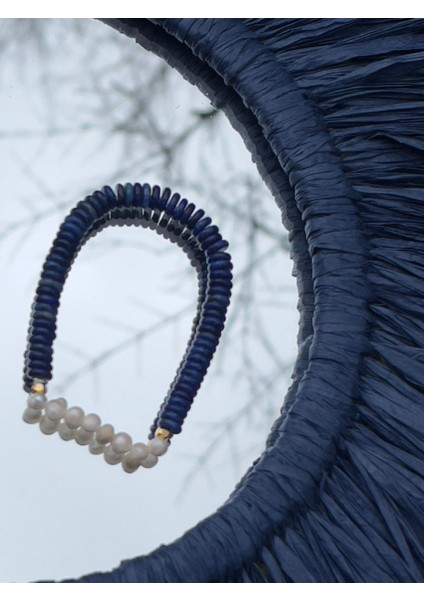 Cergy Bracelet Doğal Lapis Lazuli ve Gerçek Barok İncili Bileklik