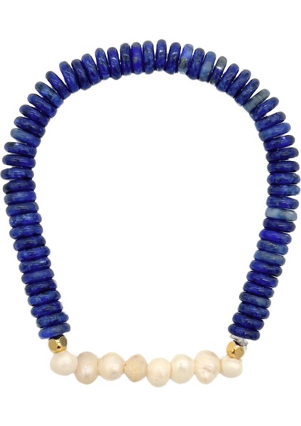 Cergy Bracelet Doğal Lapis Lazuli ve Gerçek Barok İncili Bileklik