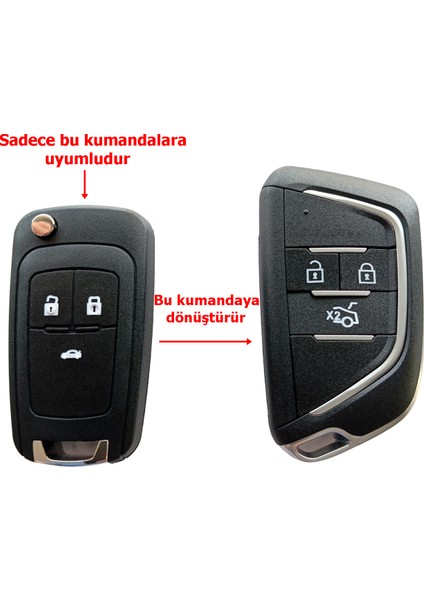 Opel Insignia Astra J Uyumlu Çevirici Dönüşüm Modifiye Anahtar Kumanda Kabı Oto Anahtarlık Logolu