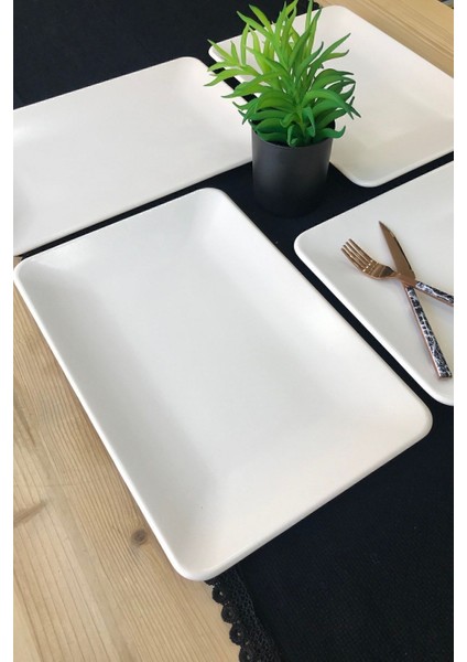 Kare Mat Krem 6 Adet 31 x 21 cm Kahvaltı Servis