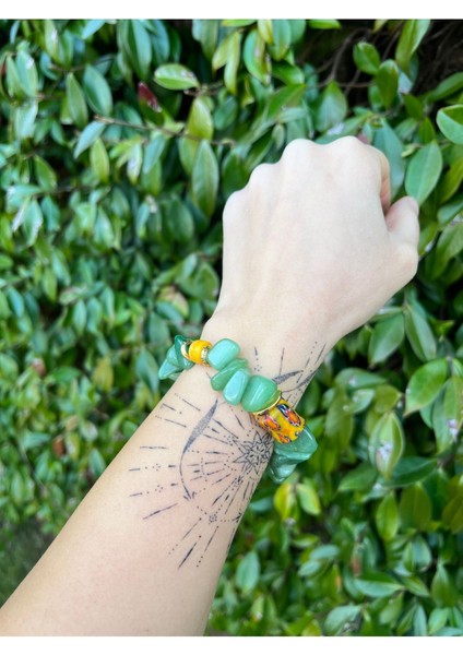 Massy Bracelet Doğal Aventurin Taşlı,gana Cam ve Murano Cam Boncuklu Bileklik