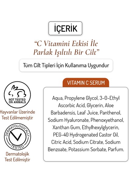 C Vitamin Serumu Parlatıcı Aydınlatıcı Hyaluronik Asit Vitamin B5 Serum Brighten Radiance Serum 30 ml