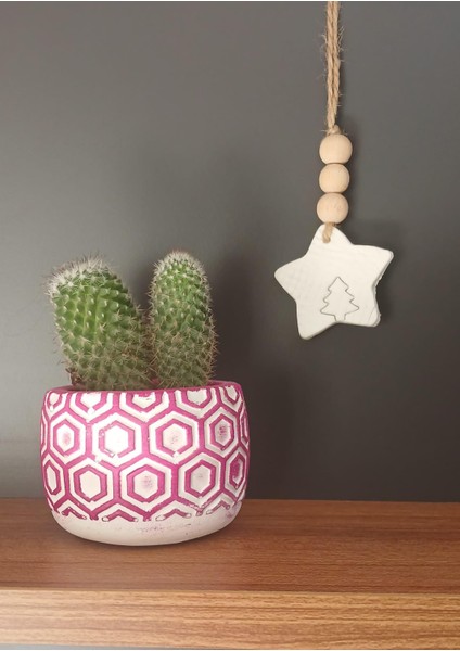 Beton Geometrik Desenli Saksı