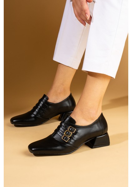 Küt Burunlu 3 Tokalı Topuklu Kadın Ayakkabı 53-400-24CILT fiyatları