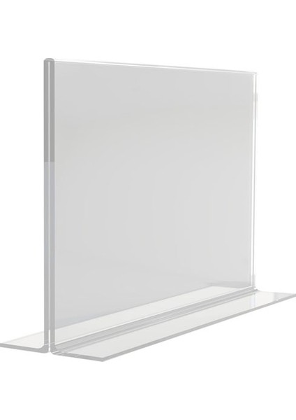 glas A4 T Tipi Yatay Masa Üstü Şeffaf Pleksi / Föylük-Fiyatlık-Menü-Broşürlük