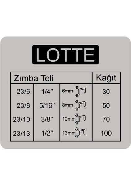 Lotte Zımba Makinesi Arşiv Tipi 100 Yaprak