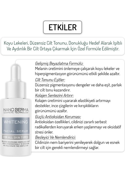 Yüz Beyazlatıcı Serum Aydınlatıcı Serum Whitening Serum 30 ml