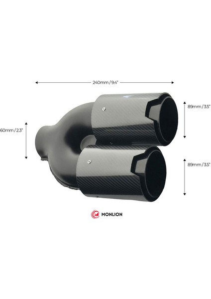 MONLİON M Model 5 D Parlak Carbon Siyah 90 mm Çiftli Sağ-Sol Set
