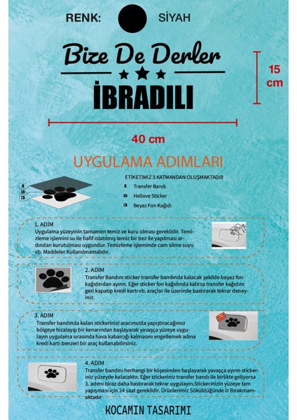 Antalya Ibradı Siyah Araç Sticker 40X15 cm Bize De Derler Ibradılı Özel Tasarım Oto Sticker indirimleri
