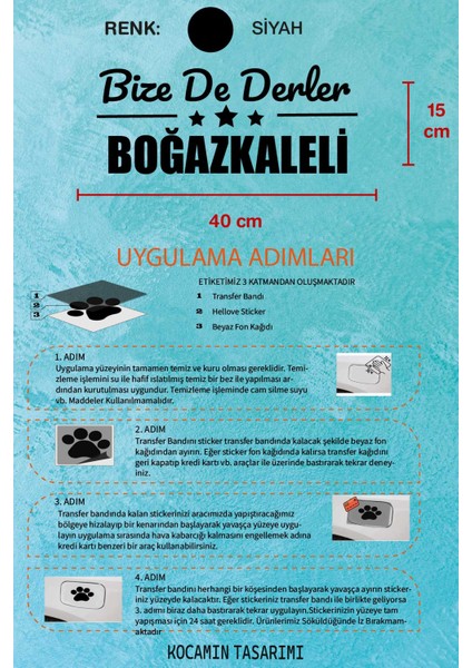 Çorum Boğazkale Siyah Araç Sticker 40X15 cm Bize De Derler Boğazkaleli Özel Tasarım Oto Sticker
