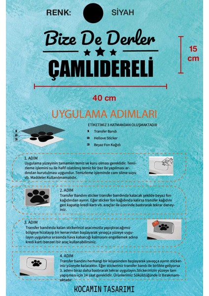 Ankara Çamlıdere Siyah Araç Sticker 40X15 cm Bize De Derler Çamlıdereli Özel Tasarım Oto Sticker