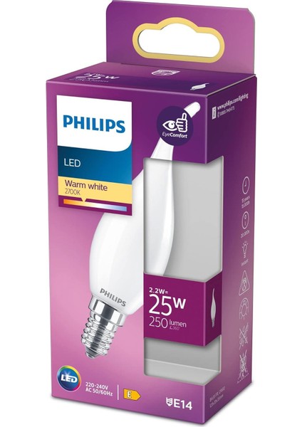 LED Classic 25W BA35 E14 Mum Tipi WW Dim Edilmez Ampul