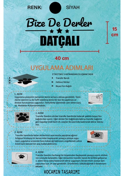 Muğla Datça Siyah Araç Sticker 40X15 cm Bize De Derler Datçalı Özel Tasarım Oto Sticker indirimleri