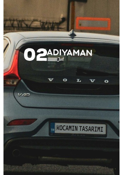 Adıyaman 02 Plaka Kodlu Beyaz Araç Sticker Tut Ilçe Yazılı Özel Tasarım 40X8 cm Şehir ve Ilçe Temalı Kaliteli Sticker