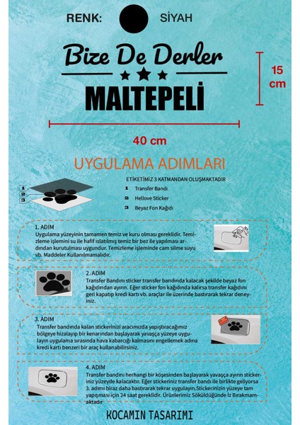 Istanbul Maltepe Siyah Araç Sticker 40X15 cm Bize De Derler Maltepeli Özel Tasarım Oto Sticker indirimleri