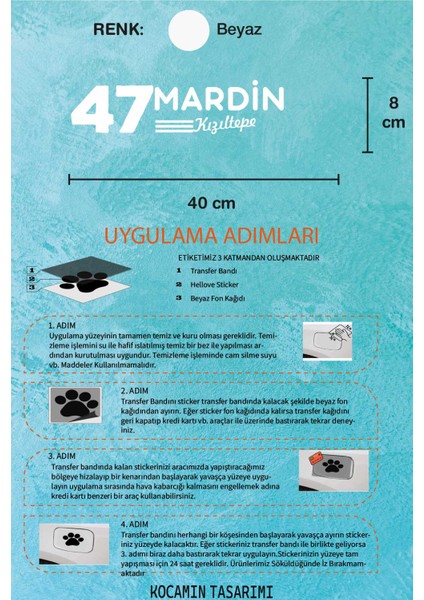 Mardin 47 Plaka Kodlu Beyaz Araç Sticker Kızıltepe Ilçe Yazılı Özel Tasarım 40X8 cm Şehir ve Ilçe Temalı Kaliteli Sticker indirimleri