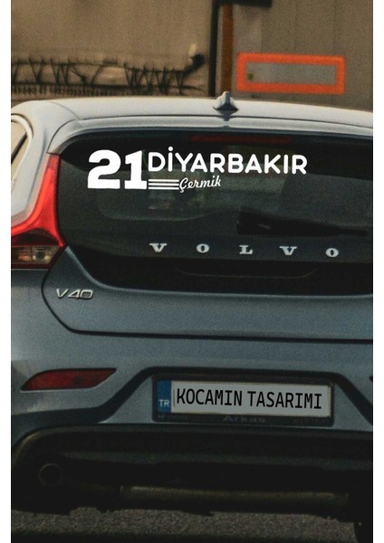 Diyarbakır 21 Plaka Kodlu Beyaz Araç Sticker Çermik Ilçe Yazılı Özel Tasarım 40X8 cm Şehir ve Ilçe Temalı Kaliteli Sticker