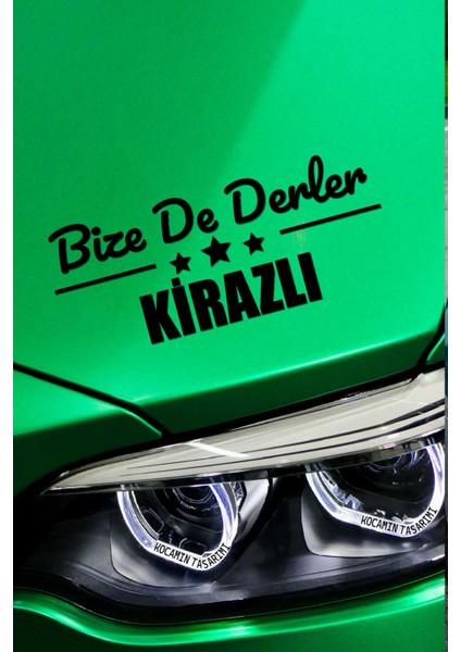 Izmir Kiraz Siyah Araç Sticker 40X15 cm Bize De Derler Kirazlı Özel Tasarım Oto Sticker