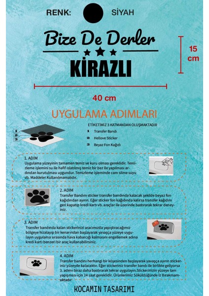 Izmir Kiraz Siyah Araç Sticker 40X15 cm Bize De Derler Kirazlı Özel Tasarım Oto Sticker