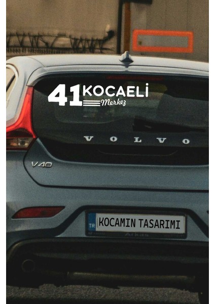 Kocaeli 41 Plaka Kodlu Beyaz Araç Sticker Merkez Ilçe Yazılı Özel Tasarım 40X8 cm Şehir ve Ilçe Temalı Kaliteli Sticker
