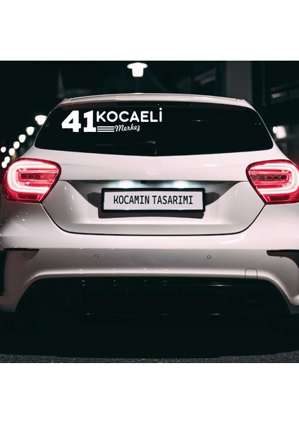 Kocaeli 41 Plaka Kodlu Beyaz Araç Sticker Merkez Ilçe Yazılı Özel Tasarım 40X8 cm Şehir ve Ilçe Temalı Kaliteli Sticker fırsatları