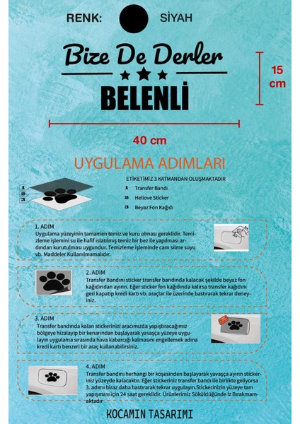Hatay Belen Siyah Araç Sticker 40X15 cm Bize De Derler Belenli Özel Tasarım Oto Sticker