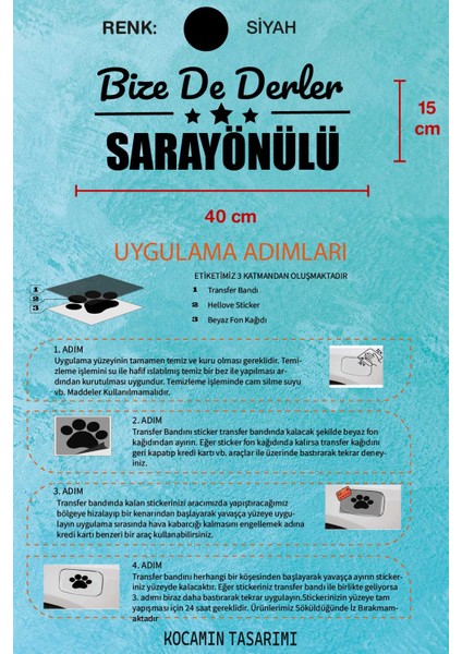 Konya Sarayönü Siyah Araç Sticker 40X15 cm Bize De Derler Sarayönülü Özel Tasarım Oto Sticker