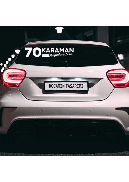 Karaman 70 Plaka Kodlu Beyaz Araç Sticker Kazımkarabekir Ilçe Yazılı Özel Tasarım 40X8 cm Şehir ve Ilçe Temalı Kaliteli Sticker fırsatları