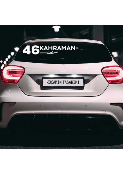 Kahramanmaraş 46 Plaka Kodlu Beyaz Araç Sticker Andırın Ilçe Yazılı Özel Tasarım 40X8 cm Şehir ve Ilçe Temalı Kaliteli Sticker