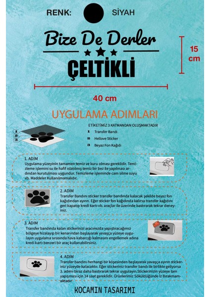 Konya Çeltik Siyah Araç Sticker 40X15 cm Bize De Derler Çeltikli Özel Tasarım Oto Sticker indirimleri