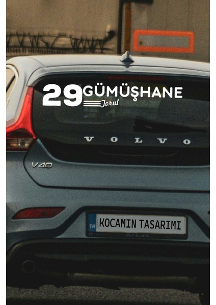 Gümüşhane 29 Plaka Kodlu Beyaz Araç Sticker Torul Ilçe Yazılı Özel Tasarım 40X8 cm Şehir ve Ilçe Temalı Kaliteli Sticker