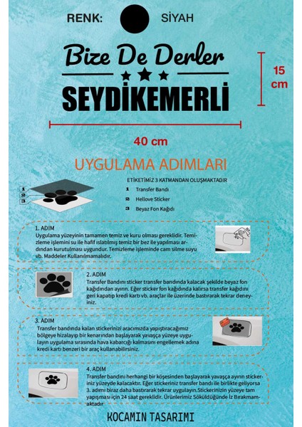 Muğla Seydikemer Siyah Araç Sticker 40X15 cm Bize De Derler Seydikemerli Özel Tasarım Oto Sticker