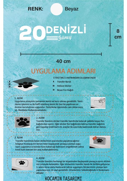 Denizli 20 Plaka Kodlu Beyaz Araç Sticker Güney Ilçe Yazılı Özel Tasarım 40X8 cm Şehir ve Ilçe Temalı Kaliteli Sticker