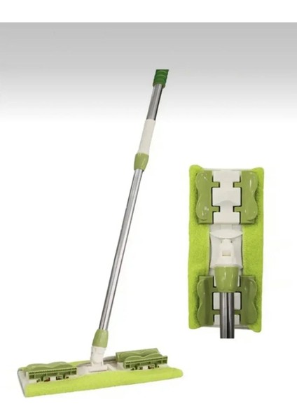 1 Adet Yedek Bez Hediyeli Yeşil Yer Mopu Fayans Duvar Yüzey Temizlik Mikrofiber Mop