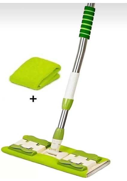 1 Adet Yedek Bez Hediyeli Yeşil Yer Mopu Fayans Duvar Yüzey Temizlik Mikrofiber Mop