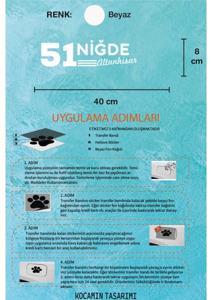 Niğde 51 Plaka Kodlu Beyaz Araç Sticker Altunhisar Ilçe Yazılı Özel Tasarım 40X8 cm Şehir ve Ilçe Temalı Kaliteli Sticker indirimleri